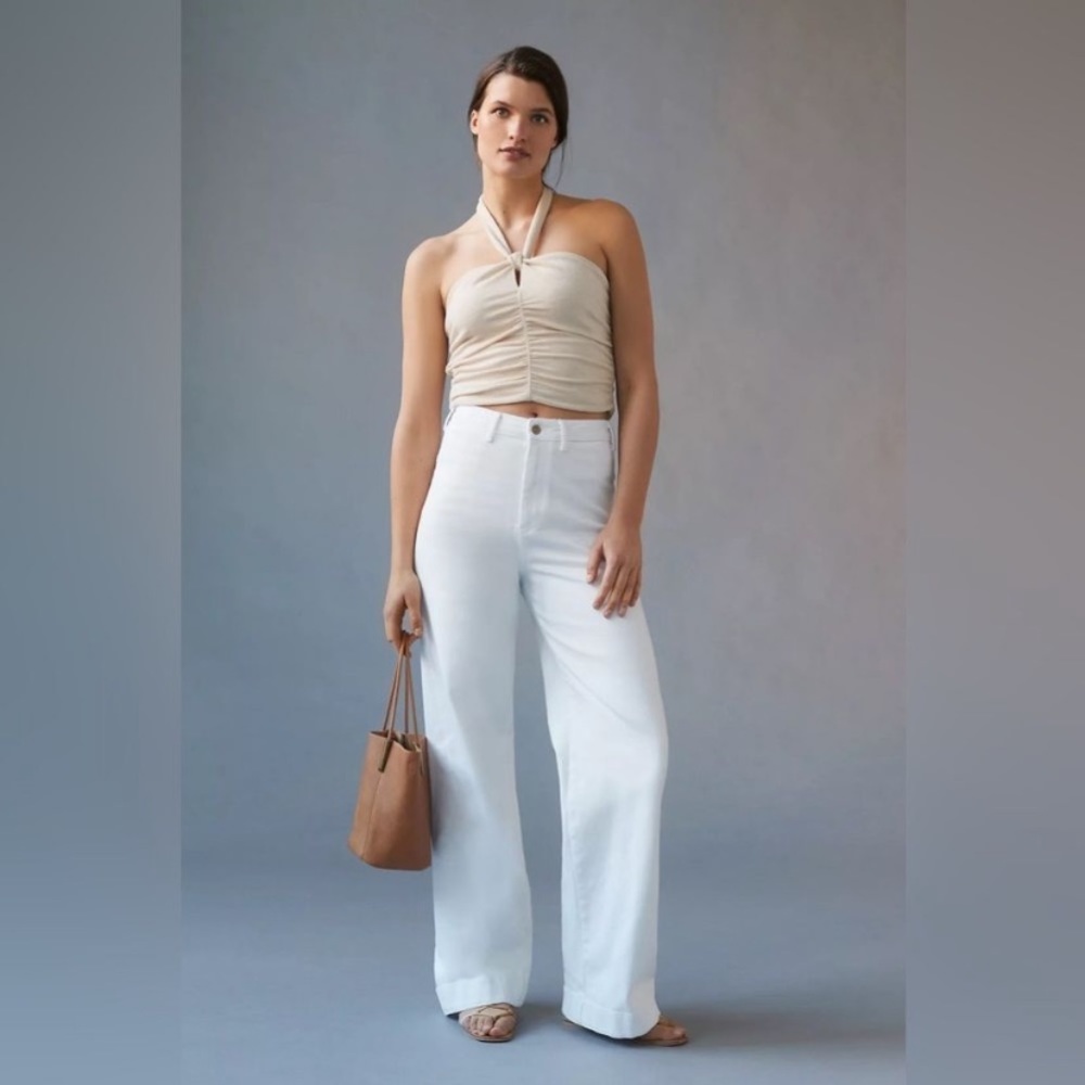 Pilcro High-Rise Wide-Leg Jeans in White
